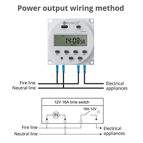 Neoteck Dc 12V Timer Switch 16A Digital Electronic Lcd Time Relay Switch Programmable Timer With Wire Connectors Waterproof Cover #TOP4