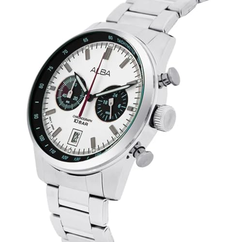 Image of Alba White + Black Dial Chronograph Watch - A4B009X1