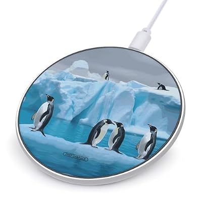 Penguins On The Iceberg Wireless Charger 10W Portable Fast Wireless Charging Pad Compatible with Phone Slim Charging Station Lightweight Charger Mat Charging Block for Travel Home Office