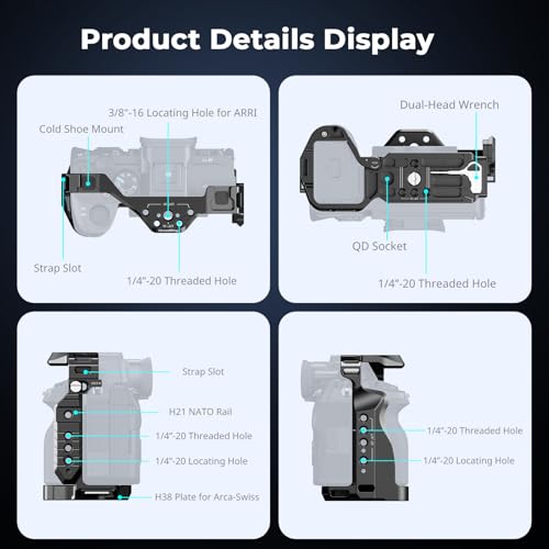 Image of SmallRig HawkLock Quick Release Full Cage for Sony Alpha 7R V /Alpha 7 IV /Alpha 7S III /Alpha 1 / Alpha 7R IV /Alpha 7 V, Built-in Quick Release Plate for Arca, Cold Shoes (Upgraded Version)