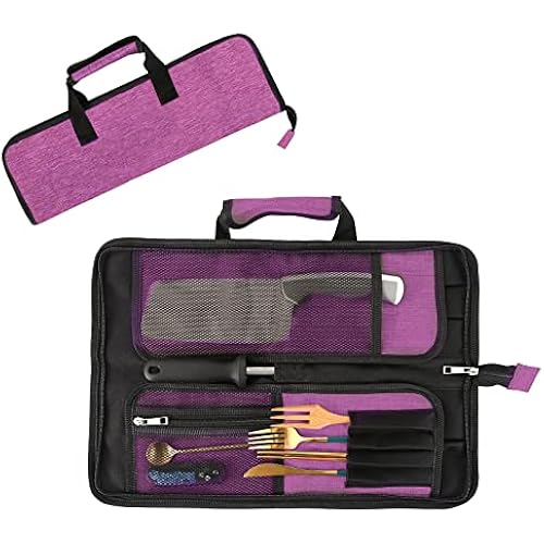 Chef’s Knife Roll Bag, Heavy Duty Oxford Chef Knife Bag, Portable 13 Slots Chef Knife Case, Multi-function Cutlery Knives Pouch Holder Knife Wrap Wallet Tool Roll