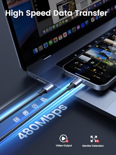 UGREEN Cabo USB C para USB C, cabo USB C de 60 W, pacote com 2, nylon trançado para iPhone 15, Samsu