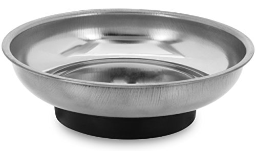 Drixet 4 Mini Magnetic Parts Tray, Nut and Bolt Round Stainless Steel Bowl | Useful for Screws, Nails, Needles, etc.