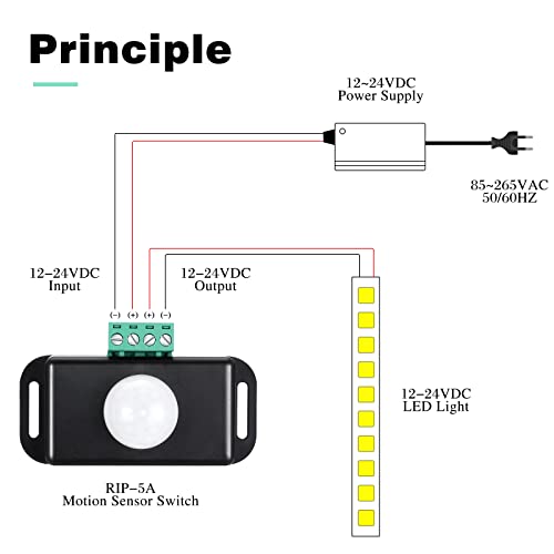 image for Weewooday 3 Packs 12 V 24 V PIR Sensor Adjustable LED c Black Infrared