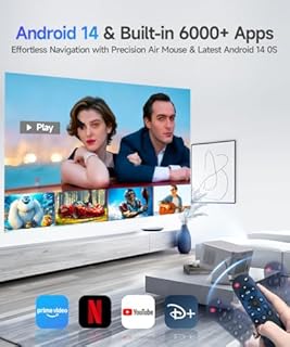 SIECUBIC Mini Proiettore Portatile, Videoproiettore 4K Full HD 1080P, 600 Lumen ANSI, Android 14 WiFi 6 Bluetooth 5.4, Correzione di Distorsione e Foco Automatico, Cinema Casa Interno ed Estern