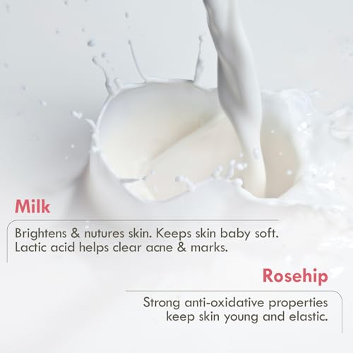 Nat Habit Milk Rosehip Bath Soap with Lactic Acid, Kokum Butter|Cold Processed Ayurvedic Soap for Skin Brightening, Anti-Aging & Anti-Acne|Moisturizing Milk Soap with Gentle Exfoliation | 125g x 2