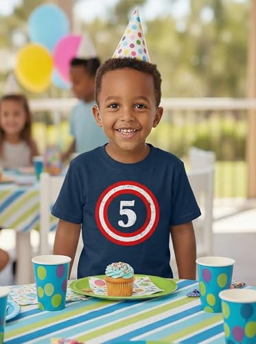 Tstars Captain 5th Birthday Shirt - Number 5 T-Shirt Gift for Five Year Old Kids, Toddler & Youth Boys Girls X-Small Navy