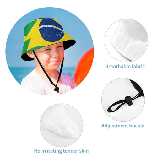 Brazilian FlagChildren's Bucket Hat for Boys and Girls, Breathable Summer Beach Hat4