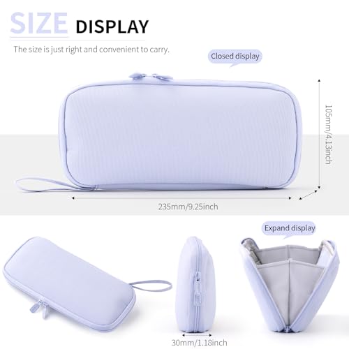 Image of ANGOOBABY Pencil Case Wide Opening Durable Pen Pouch Lightweight Portable Pencil Bag with Handle for School Teen Girl Boy Men Women Adults Blue