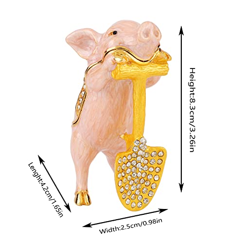 Fasslino Cute Pig Trinket Boxes Hinged Hand-Painted Animal Figurine Ornaments Unique Gift For Home Decor #TOP3