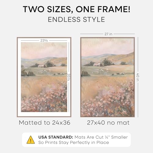Image of Homeforia 27x40 inch Poster Frame Mocha, High End Metal 27 x 40 Large Movie Picture Frames with Mat 24 by 36 in Photo, 27x40 Thin Frame Matted to 24x36, 40x27 Frame, Tempered Glass, Wall Kit, Set of 1
