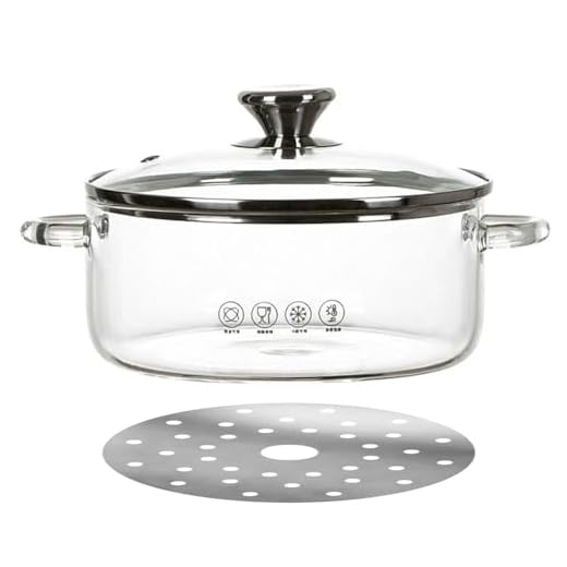 TAMUME Pentola in vetro da 2,5 l con coperchio, adatta a induzione, resistente al calore, pentola per zuppe e stufati per cucine moderne