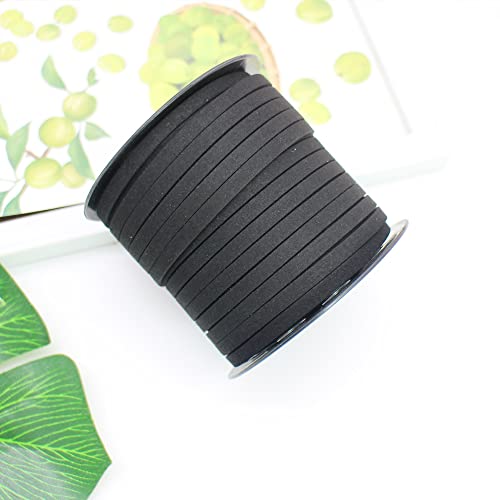 Pamir Tong One Roll 40 Yards Black Suede Leather Cords Leather Lace Flat Faux Suede Cord String Thread Velvet Cord For Necklace, Bracelet, Choker And Diy Crafts (40 Yards Black) #TOP5