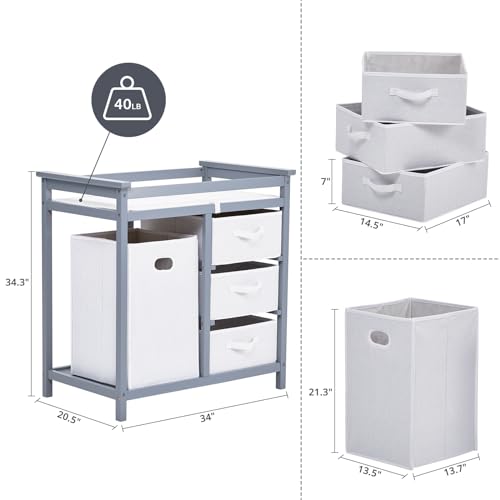 image for GAOMON Wooden Diaper Changing Table, Modern Baby Changing Table, Infan