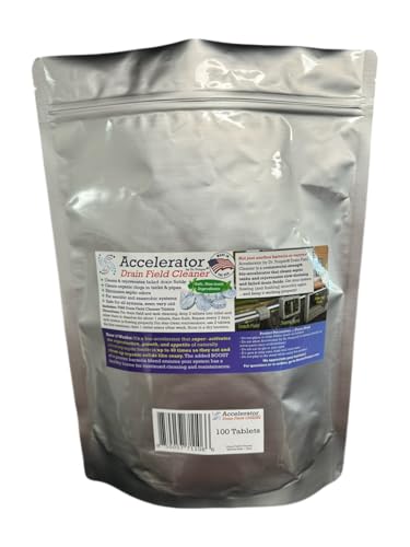 BULK QTY Drain Field Cleaner Tablets by Dr Pooper. 100 Tablets. Clears Tough Clogs & Sludge in Septic Tanks, Drain Fields, & Cesspools, AND Eliminates Odors FAST. (100), White with Blue Specks