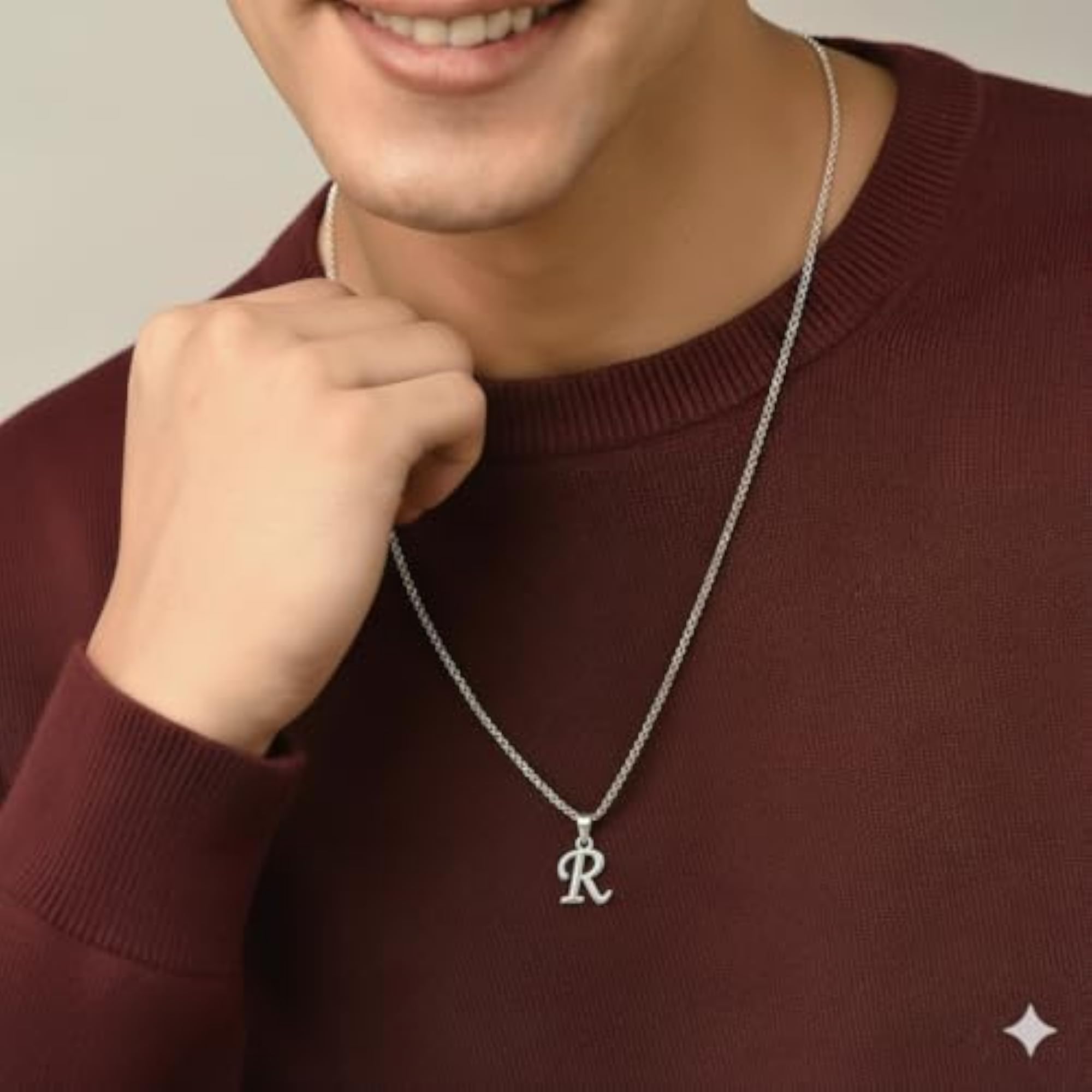 Sterling Silver Alphabet R Name Pendant, Pure Silver Locket