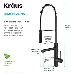 Kraus artec pro commercial style pull down single handle kitchen faucet with pot filler in matte black kpf 1604mb  urban country home decor