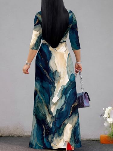 Image of PinkPatty Plus Size Dresses for Curvy Women V Neck Flowy Long Sleeves Wrap Maxi Dress Travel Vacation Outfits