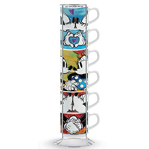 Egan PWM02I/6XL - Juego de tazas de café expreso Sweet Love y Metalrack, porcelana, multicolor, 6 piezas, 80ml