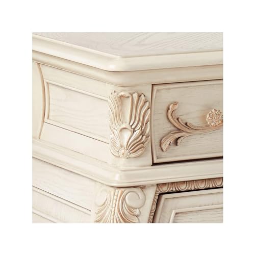 Acme Ragenardus 3-Drawer Wood Bombe Nightstand in Antique White - Thumbnail 6
