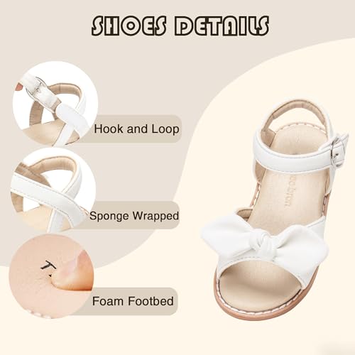 Image of THEE BRON Toddler Girls Sandals Wedding Flower Girl Dress Shoes Open Toe Flats