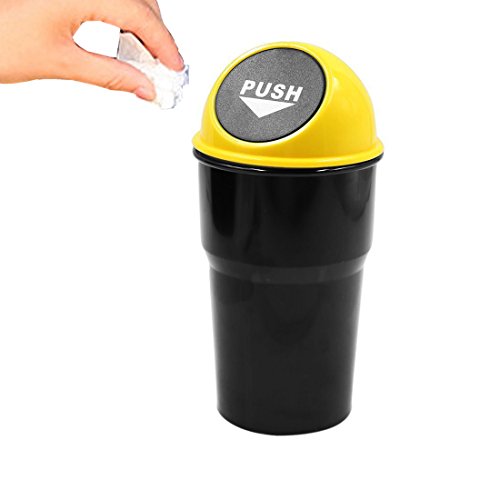 Image of Cup Holder Trash Can, Leakproof Car Trash Can with Lid, Trash Bin for Car Accessories, Mini Garbage Bin Organizer for Automotive Office Home Kitchen, Applicable to Women and Men