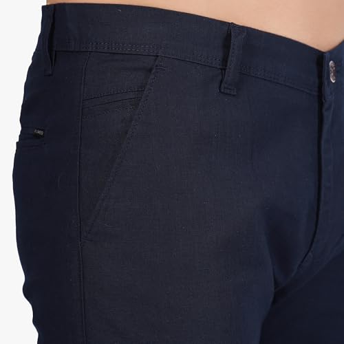 Image of Men's Regular Fit Linen Trousers | Slim Fit Lightweight Casual Pants | Stylish Dress Pants for Office or Travel | Premium Luxury Linen Trouser Pant with Breathable Comfort