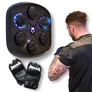Urban Fight Bluetooth Boxing Machine, Led Target Lights, 9 Speed Levels, Rechargeable Home Fitness and Training Music Wall Mounted Target with Boxing Mitts, Black