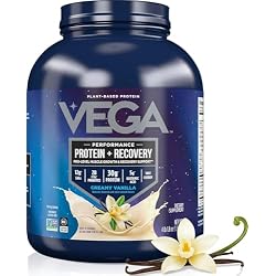 Vega Protein + Recovery, Vanilla – 30g Vegan Protein, Dairy & Gluten Free, Probiotics, NSF Certified, 65.6 oz (45 Servings)