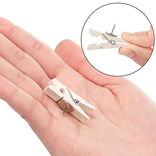 Whaline Push Pins With Colorful Wooden Clips Pushpins 50 Pack Tacks Thumbtacks Clothespins Decorative Craft Paper Clips For Cork Boards Artworks Notes Photos Craft And Wall Decoration #TOP1