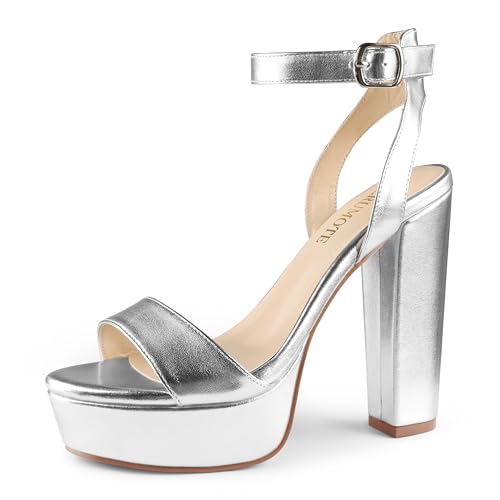 Image of MERUMOTE Women's Fashion Platform Sandals Block Heels Wedding Summer Dress Shoes