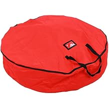 Christmas Wreath Storage Bag Large Red Durable Holiday Decor Organizer for Indoor Outdoor Artificial Garland Wreath Stands and Christmas Trees 36x8 Inches