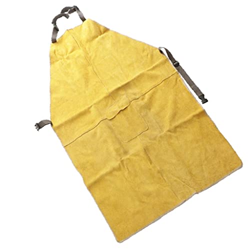 Wdfnexalai Tablier de soudeur isolant thermique en cuir de vache artificiel jaune 90 x 60 cm, Jaune, 90 x 60 cm, 90x60 cm