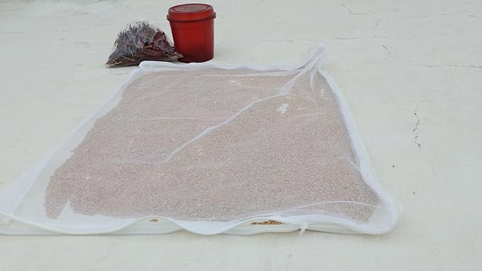 Image of YAWEH Thin Cotton Reusable Papad,Vadagam, Spices, Millets Drying Cloth with Net and Zip Size: (29 X 36 Inches) Suitable for Both Indoor and Outdoor