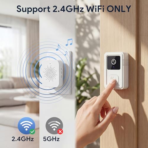 Video Doorbell Camera Wireless with Chime, Live View 2-Way Audio, Smart Ring Doorbell with HD Night Vision, Rechargeable Battery-Powered, 2.4GHz Wi-Fi Support, Cloud Storage, Advanced Home Security. — view 4