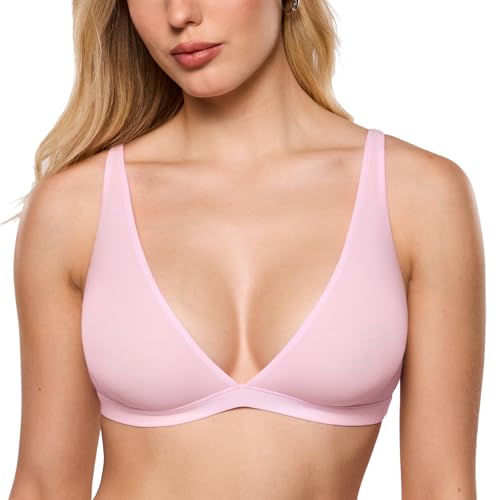 Image of INLYRIC Women's Inbarely Soft Plunge Bralette - Deep V Unlined Triangle No Padding No Underwire Sexy Comfort Sleep Bra
