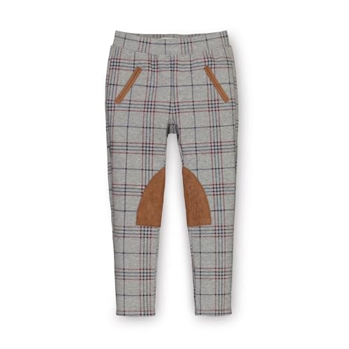 Hope & Henry Baby Girls' Ponte Riding Pants, 3-6 Months, Gray, Berry, and Navy Plaid