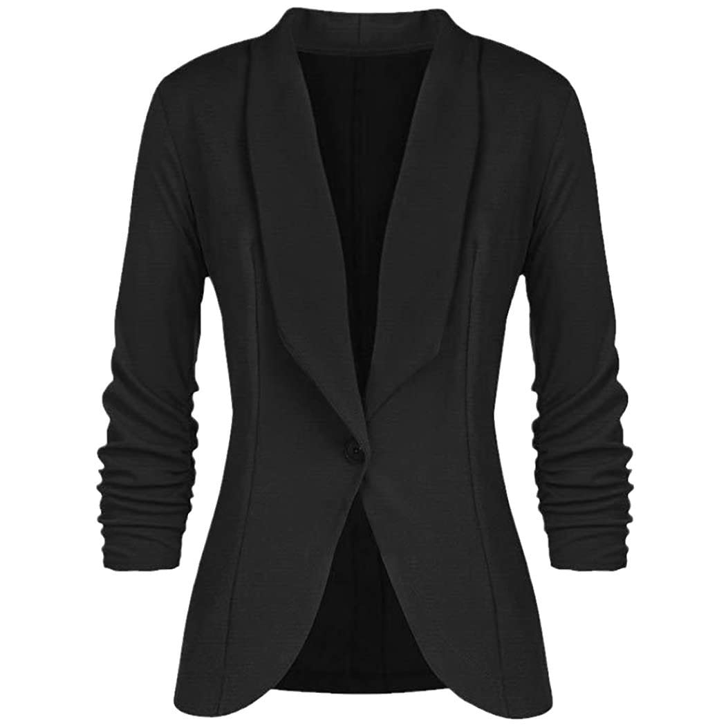Chaqueta de mujer de oficina, chaqueta de manga larga sólida para mujer, traje casual con botones, chaqueta de algodón delgada azul marino, rosso, 40