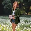 Yunshenla Womens Tshirts Women's Blouses & Button-Down Shirts Autumn Long Sleeve Button Up Pocket Solid Color Loose Shirt Casual Plus Size S Dark Green 2 #2