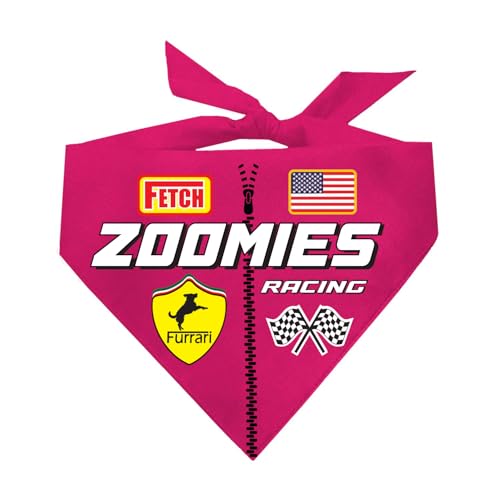 Bandana para perro ajustable rosa con bandera a cuadros pañuelo triangular Zoomies 1401 2