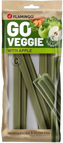 Bastoncini per cani – Veggie Stick alla mela – 18cm – 150g – snack vegetale – sano e leggero – supporta l’igiene dentale