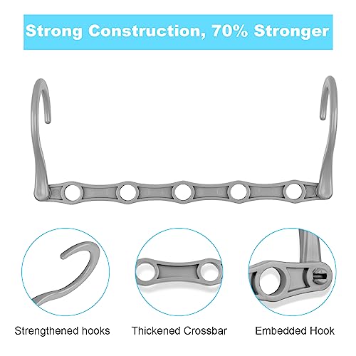 DUCOO Space Saving Hangers 10 Pack, Heavy Duty Magic Cascading Hanger Organizer with 5 Enclosed Anti-Slip Holes, Closet Organizers and Storage for Clothes, College Dorm Room Essentials, Gray