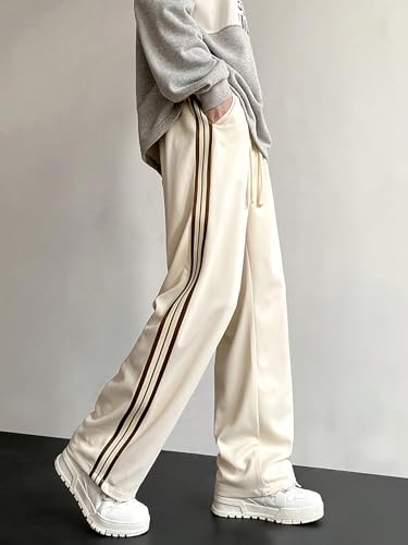 ZAFUL Mens Casual Joggers Sweatpants Color Block Side Striped Drawstrings Wide Leg Loose Pants with Pockets4