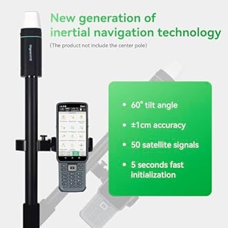RTK GNSS Survey Equipment with Network RTK Rover, Handheld Controller and Survey Software, GNSS RTK GPS with 60° Tilt and Built-in IMU, for Construction and Geodetic or Land Survey Layout Planning
