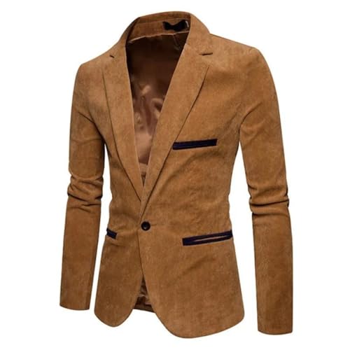 Men Corduroy Suit Jacket Solid Color Casual Lapel Blazer for Business Party or Leisure2