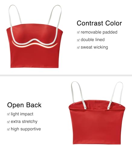 Image of OMKAGI Womens Workout Tank Tops Adjustable Strap Longline Sports Bra Padded Sleeveless Top