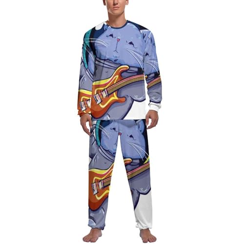 Pyjama homme guitare du chat de l'espace pour vos soirées détente cocooning