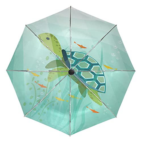 Parapluie automatique tortue de mer pliant coupe-vent protection UV Vnurnrn