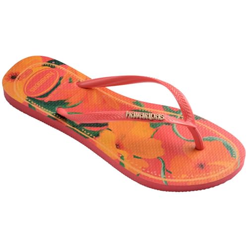 Havaianas Kids Slim Tropical Flip Flops - Kids' Summer Sandals for Girls - Tropical Coral, 9C toddler3