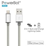 [MFi Apple Certified] PowerBot PB305 Smart LED Lightning Sync & Charge USB Cable, High-Performance 2-in-1 Function, LED Light Charging Indicator, Braided Cable Design